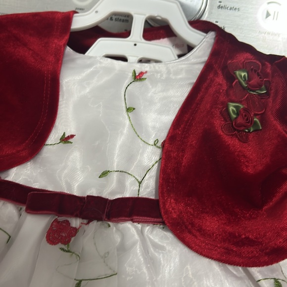 Girls 24 month formal dress roses lined bloomers diaper cover velvet jacket - Picture 2 of 6